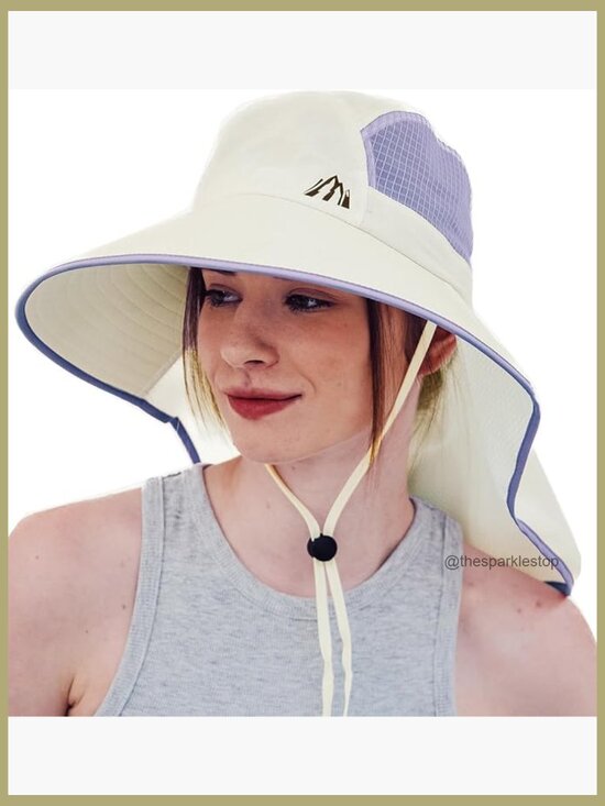 Foldable Neck Flap Wide Brim Sun Hat with Ponytail Hole main image 7